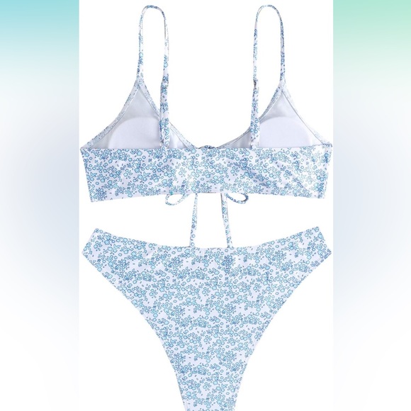 Women’s Two Piece Bathing Suit Floral Print Triangle Bikini Swimsuit XL - Picture 3 of 7